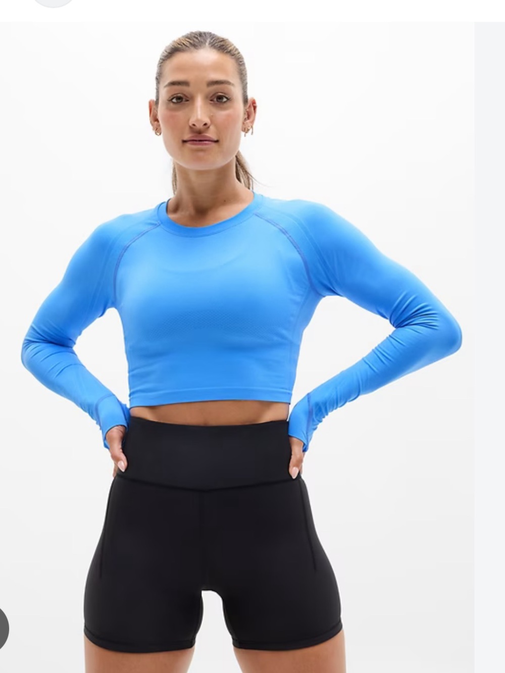 Athleta Momentum Seamless 2.0 Long Sleeve Crop Top in Cornflower